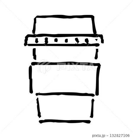 テイクアウトのカップの手書き線画イラスト 132827106