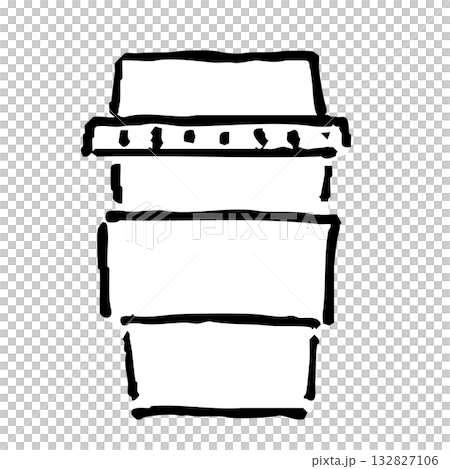 テイクアウトのカップの手書き線画イラスト 132827106