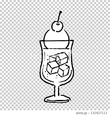 奶油蘇打水的線描插圖 132827111