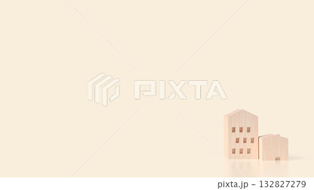 The Wood house for Property or Building concept 3d Rendering. 132827279