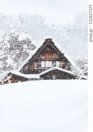 白川郷 雪に埋もれる和田家 132827373