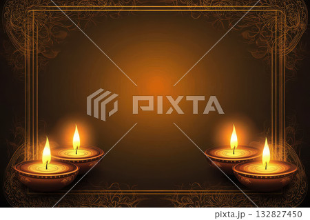 Cheerful festival of lights. glowing earthen lamps brightening the celebration of diwali, honored by hindus. Lively classic oil lamps set against a web background Cheerful festival of lights. glowing earthen lamps brightening the celebration of diwali, honored by hindus. Lively classic oil lamps set against a web background 132827450