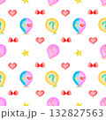 A pattern with balloons, hearts, bows, and stars. A cute children's pattern, clip art on a white background for children's products, packaging, printed materials, textiles, books, diapers, templates 132827563