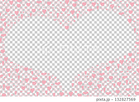 A large heart-shaped frame background made of many small hand-drawn hearts (pink, transparent) A large heart-shaped frame background made of many small hand-drawn hearts (pink, transparent) 132827569