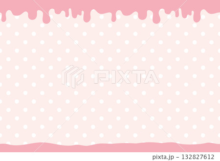 溶けたチョコとドットパターンの背景(ストロベリー・ホワイト) 132827612