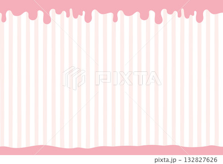 溶けたチョコとストライプパターンの背景(ストロベリー・ホワイト) 132827626