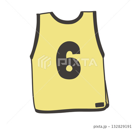 黄色いビブス 6番のイラスト 132829191