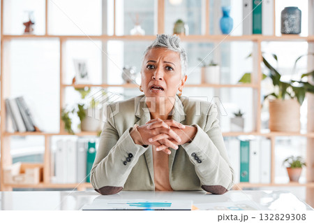 Confused, surprised and portrait of a woman in business with shock for corporate results. Mistake, frustrated and mature professional employee with anger, stress and shocked at a problem at a company Confused, surprised and portrait of a woman in business with shock for corporate results. Mistake, frustrated and mature professional employee with anger, stress and shocked at a problem at a company 132829308
