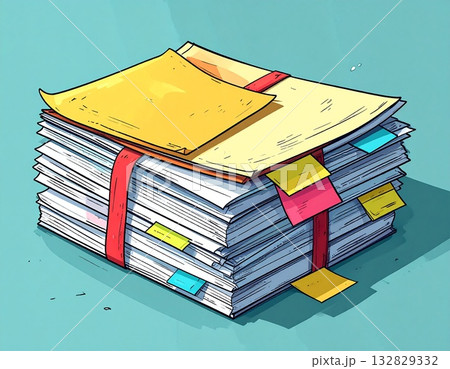 書類に付箋 132829332