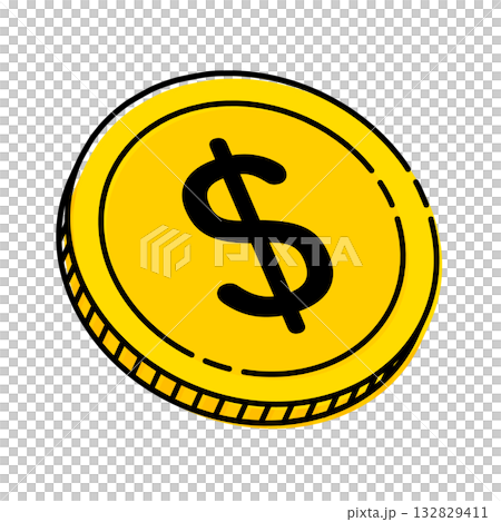 美元硬幣圖示插圖，簡單的向量素材 132829411