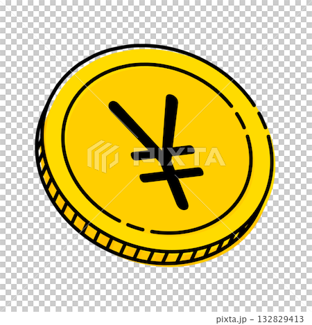 Yen coin icon illustration simple vector material 132829413