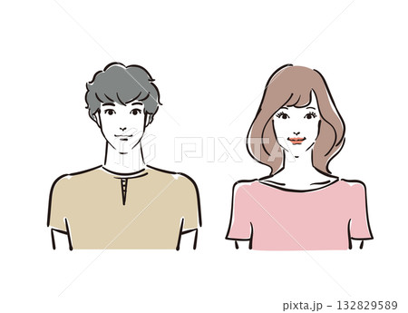 爽やかな30代男女正面上半身 爽やかな30代男女正面上半身 132829589