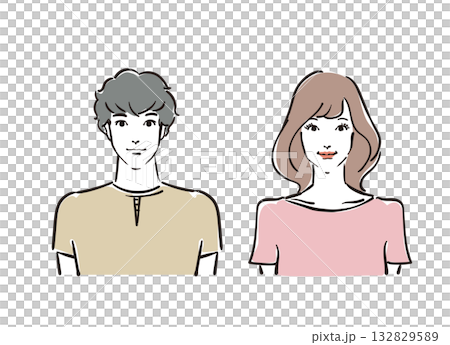 爽やかな30代男女正面上半身 爽やかな30代男女正面上半身 132829589