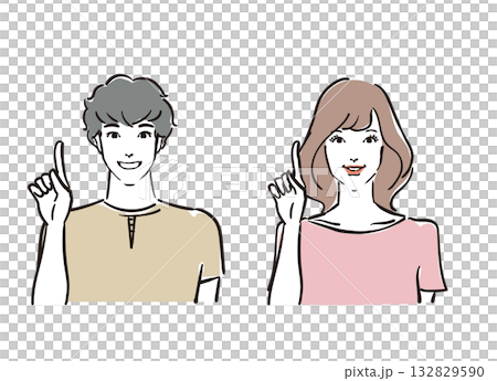 指差し説明をする爽やかな30代男女 132829590