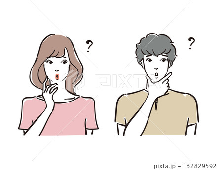 考える爽やかな30代男女 132829592