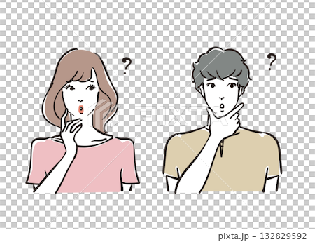 考える爽やかな30代男女 132829592