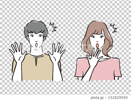 Surprised refreshing men and women in their 30s 132829593