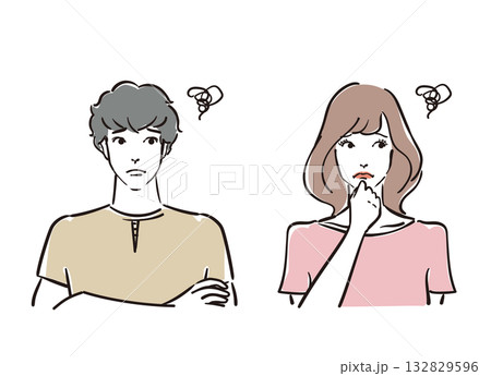 困っている爽やかな30代男女 困っている爽やかな30代男女 132829596