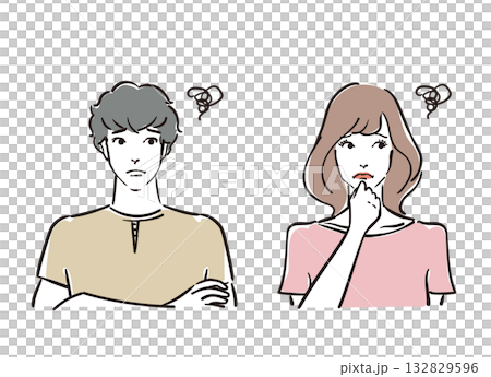 困っている爽やかな30代男女 困っている爽やかな30代男女 132829596