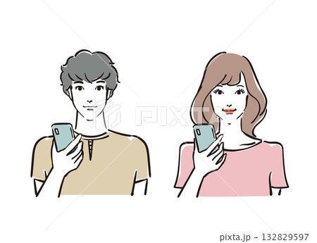 そまほをもつ爽やかな30代男女 132829597