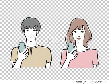 そまほをもつ爽やかな30代男女 132829597