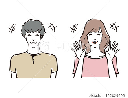 楽しそうな笑顔の爽やかな30代男女 132829606