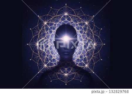 宇宙と意識をつなぐ第三の目 覚醒と内なる光のスピリチュアルアート 132829768