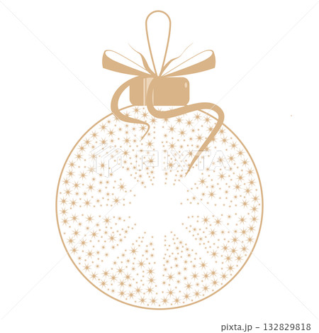 Christmas ball golden ornament with snowflakes inside vector illustration 132829818