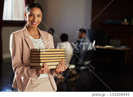 Law books, happy portrait and woman research legal work, office consultation or justice career study. Financial advisor, government consultant and mockup student, lawyer smile or attorney education Law books, happy portrait and woman research legal work, office consultation or justice career study. Financial advisor, government consultant and mockup student, lawyer smile or attorney education 132830445