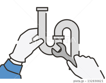 水道管の点検・メンテナンス作業イラスト 132830821