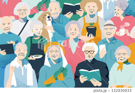 シニアの生きがいイメージイラスト 132830833