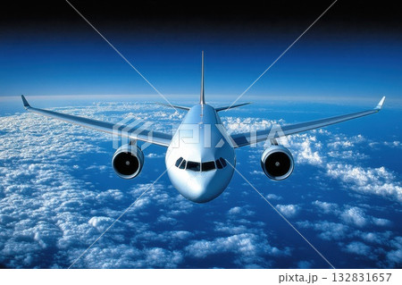 A large jet plane is flying through the sky A large jet plane is flying through the sky 132831657
