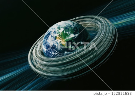 A planet is surrounded by a ring of light A planet is surrounded by a ring of light 132831658