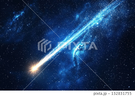 Stunning Meteor Shower Streaking Across Night Sky Leaving a Bright Trail of Light Stunning Meteor Shower Streaking Across Night Sky Leaving a Bright Trail of Light 132831755