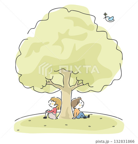 かわいい男の子と女の子のイラスト かわいい男の子と女の子のイラスト 132831866