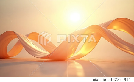 Abstract Composition of Golden and Teal Blades in Motion 132831914