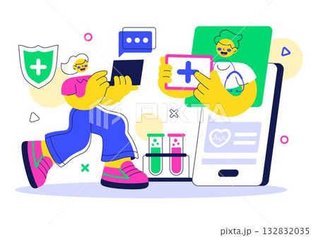 Telehealth Consultation Service Vector Illustration Featuring the Practice of using Technology to Provide Remote Health Services on Mobile Device Telehealth Consultation Service Vector Illustration Featuring the Practice of using Technology to Provide Remote Health Services on Mobile Device 132832035