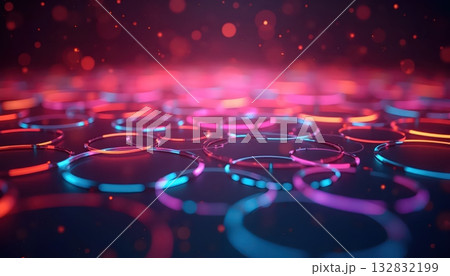 Luminous Network of Circles in a Futuristic Dreamscape Luminous Network of Circles in a Futuristic Dreamscape 132832199