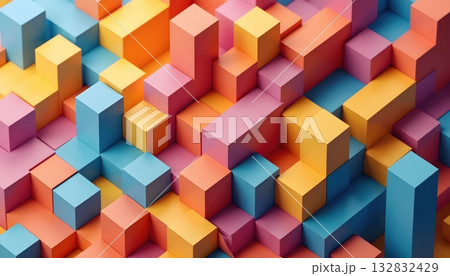 Playful Multicolor Geometry Creating Abstract Modern Wall Texture 132832429