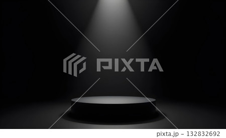 Focused Light Over Dark Minimal Podium for Luxury Product Scene 132832692