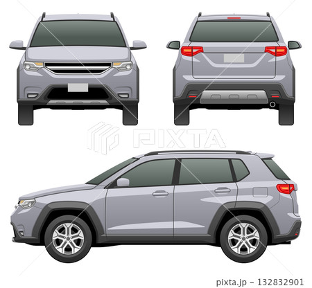 3方向から見た車のイラスト(MサイズSUV) 3方向から見た車のイラスト(MサイズSUV) 132832901