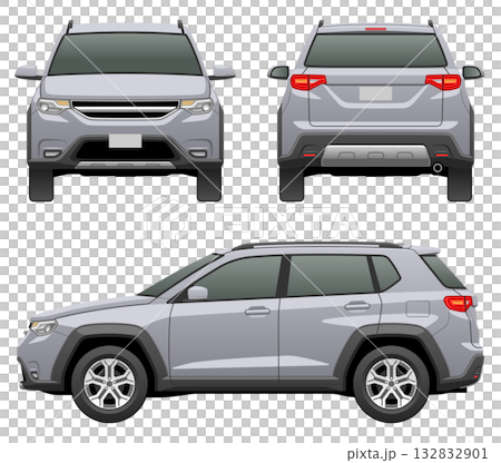 Illustration of a car seen from 3 directions (M size SUV) 132832901