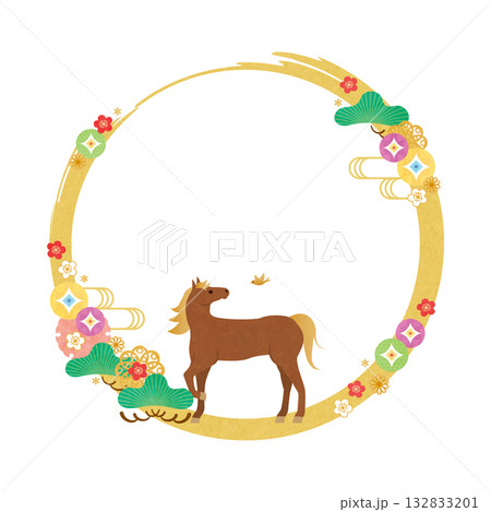 午年-年賀状素材フレーム4 132833201
