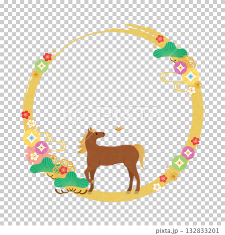 午年-年賀状素材フレーム4 132833201