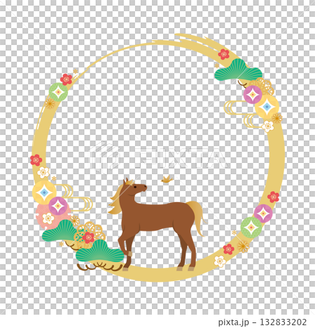 午年-年賀状素材フレーム4ベク 132833202