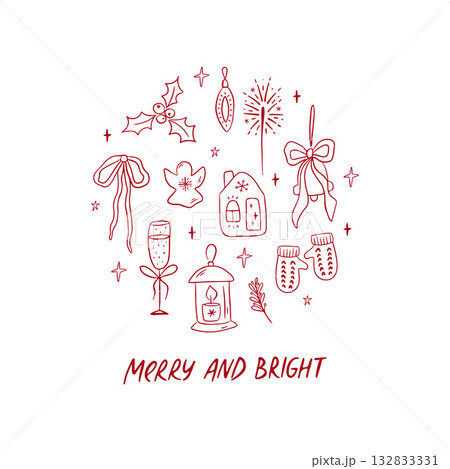 Merry Christmas whimsical greeting card Merry Christmas whimsical greeting card 132833331