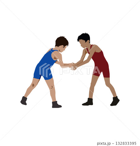 レスリング選手の握手　イラスト 132833395
