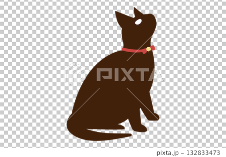 赤いリボンの首輪をした黒猫が見上げているイラスト 赤いリボンの首輪をした黒猫が見上げているイラスト 132833473