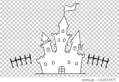 Simple line drawing illustration of a castle Simple line drawing illustration of a castle 132833475