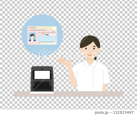 A nurse guiding customers through the My Number Card reception desk A nurse guiding customers through the My Number Card reception desk 132833497